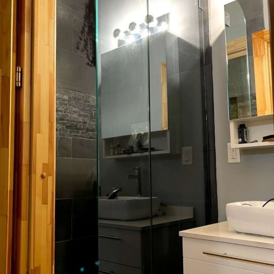 modern glass shower installed in NH